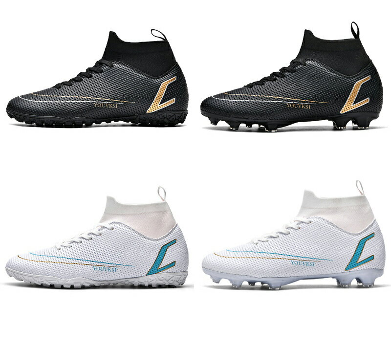 サッカースパイク サッカートレーニングシューズ ジュニア 大人 専門家 サッカーシューズ 滑り止め強い耐摩耗性 吸汗性 壊れた爪 屋内アウトドアサッカーシューズ 男女兼用 22.5cm-27.5cm