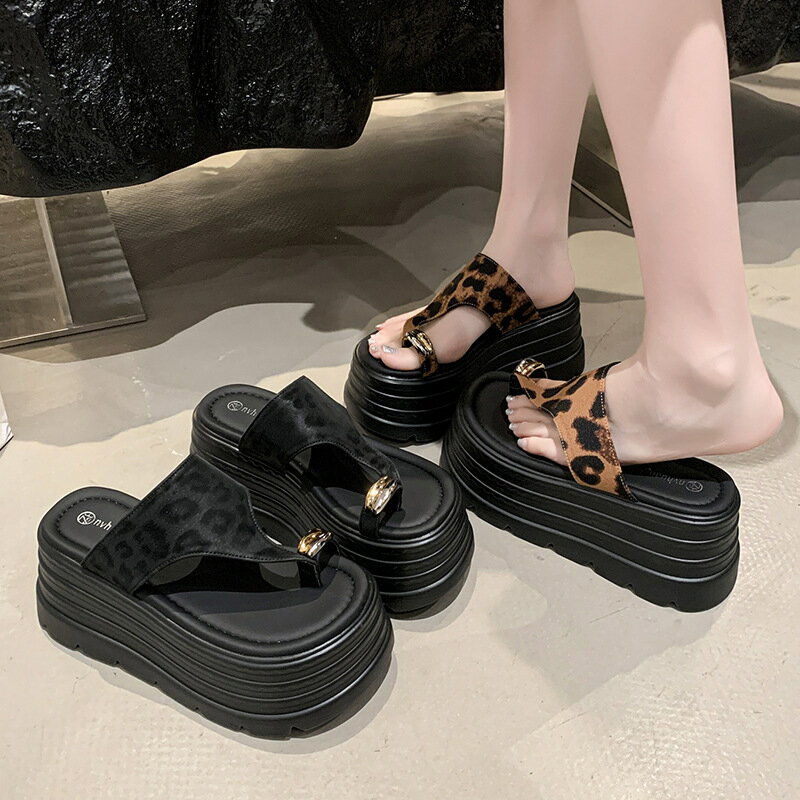 トングサンダル 厚底 ビーチサンダル レディース おしゃれ ミュール レオパード柄 プラットフォーム スリッパ ストラップ カジュアル コンフォート 歩きやすい 22.0cm-24.5cm