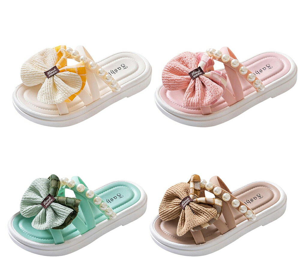 Rakuten - 子供用スリッパ 女の子 軽量 キッズ サンダル 柔らかい 滑り止め ビーチサンダル ボウ 可愛い ルームシューズ 快適で 赤ちゃん 靴 歩き やすい 部屋履き 夏用 キッズスリッパ 室内室外兼用 保育園 通園 通学 旅行 プレゼント 15.0cm-20.0cm