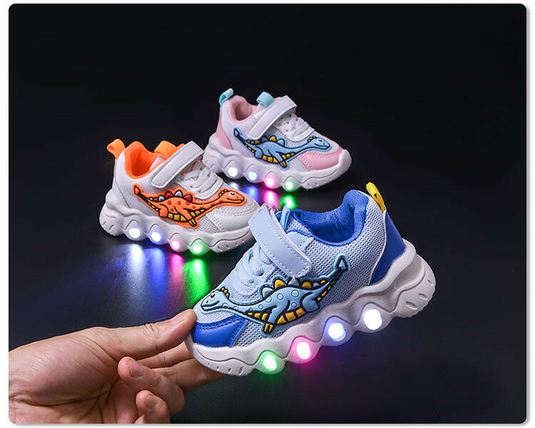 光る靴 男の子 女の子 キッズ スニーカー 幅広 軽量 運動靴 小学生 滑り止め 足育 子供 靴 厚底 発光シューズ 通気性 マジックテープ スポーツシューズ 通学靴 快適 通園 プレゼント かわいい クッション性 13.0cm-18.0cm