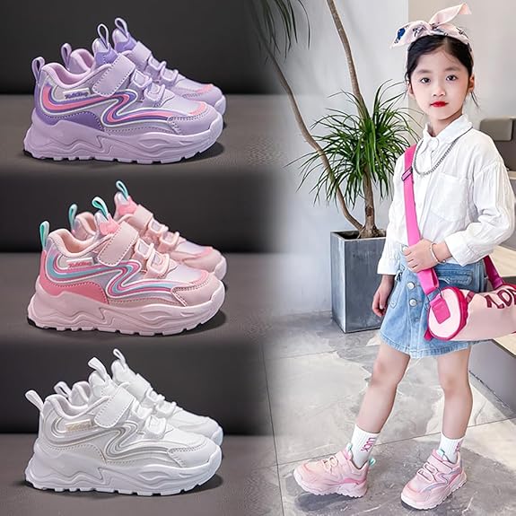 Rakuten - スニーカー 女の子 スポーツシューズ キッズ ランニングシューズ ジュニア カジュアルシューズ 子供用 運動靴 女の子 マジックテープ おしゃれ 柔軟 通学靴 通園 滑り止め 軽量 日常着 16.0cm-22.5cm