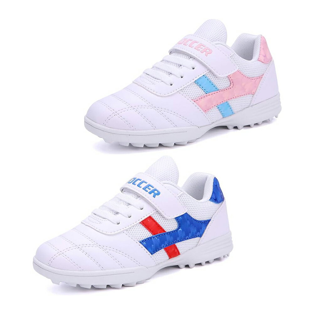 Shoes - 子供用サッカートレーニングシューズ キッズ サッカーシューズ 男の子 フットサルシューズ 女の子 室内 人気 白 マジックテープ フットボールシューズ ベルクロ 人工芝 滑り止め 軽量 幅広 小学生 tf 屋外 インドア 部活 練習 20.0cm-24.5cm