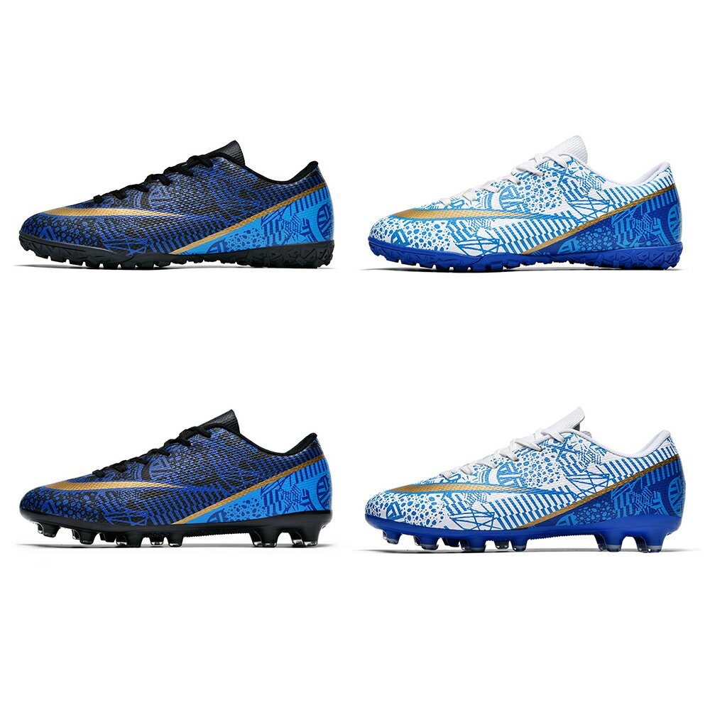 Soccer shoes for juniors, men, and adults. Suitable for natural and artificial turf. Popular AG HG Pro model. Lightweight, stylish, synthetic leather, breathable, cushioned, non-slip, unisex. Suitable for club activities, outdoor play, practice, and training. Sizes 22.5cm-27.5cm.