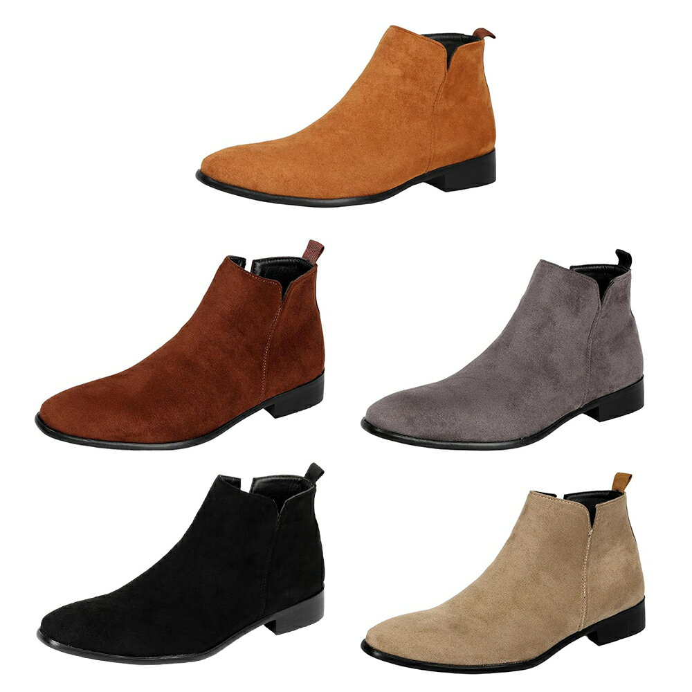 スエードブーツ メンズ ビジネスシューズ 歩きやすい ショートブーツ サイドジップ チャッカーブーツ 革靴 ドレスシューズ 紳士靴 アンクルブーツ 軽量 25.0cm-30.0cm