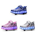 ローラーシューズ 2輪式 前輪取り外し可能 後輪ワンボタン収納式 LED光る ローラースケート 人気 革 マジックテープ 子供 大人 男女兼用
