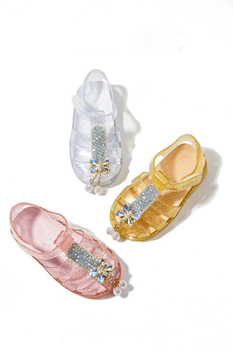 Rakuten - サンダル キッズ 女の子 おしゃれ マジックテープ 軽量 お姫様 コスプレシューズ かわいい 無地 子供用 ドレスシューズ 屈曲性 シンプル プリンセスサンダル 小学生 通園 通学 結婚式 パーティー 仮装 プレゼント　14.0cm-17.5cm