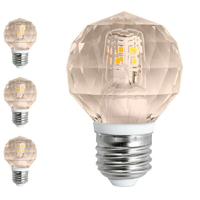 3個セット LED電球 口金E26 シャンデリア 電球 ボール形 クリスタルガラス ダイヤモンドカット 30W相当 広配光 330度 電球色 昼光色 クリスタル型 aircorno
