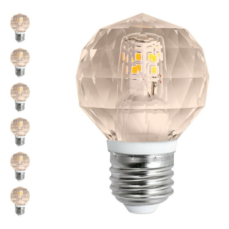 6個セット LED電球 口金E26 シャンデリア 電球 ボール形 クリスタルガラス ダイヤモンドカット 30W相当 広配光 330度 電球色 昼光色 クリスタル型 aircorno
