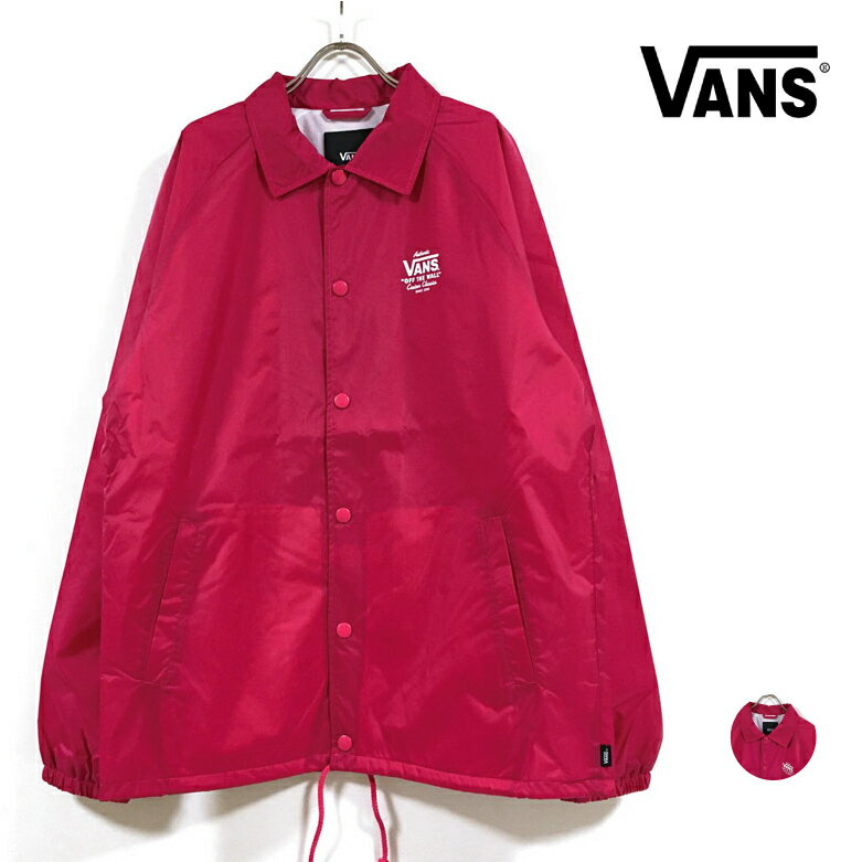 VANS バンズ TORREY コーチ ジャケット 長袖 メンズ 【 送料無料 】 ヴァンズ ロゴ プリント coach jacket ブルゾン アウター トップス スケボー ブランド スケートボード アパレル アメカジ ストリート系 スケーター ファッション ピンク USサイズ