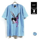 HUF ハフ × PLAYBOY プレイボーイ コラボ BUNNY BALLOON 半袖 Tシャツ メンズ 【 送料無料 】 hufworldwide コラボレーション tshirt ストリート系 スケーター ファッション スケート ブランド ライトブルー M L XL USサイズ