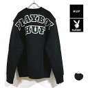 HUF ハフ × PLAYBOY プレイボーイ コラボ RABBIT HEAD CREW スウェット 長袖 裏起毛 メンズ 【 送料無料 】 hufworldwide ロゴ 刺繍 トレーナー トップス ストリート系 ファッション スケーター アパレル ブランド 黒 ブラック M L XL USサイズ