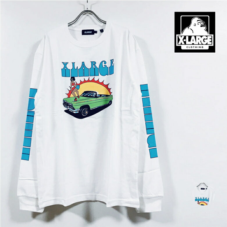 XLARGE エクストララージ LA STYLE 長袖 Tシャツ メンズ 【 送料無料 】 ロンt プリント ロングスリーブ トップス tshirt ストリート系 ファッション ワーク ヒップホップ hip hop スケートボード スケーター 白 ホワイト white M L XL サイズ