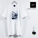 HUF ハフ × JAMES JARVIS ジェームス ジャービス コラボ UP 半袖 Tシャツ メンズ 【 送料無料 】 hufworldwide プリント ショートスリーブ トップス ストリート系 ファッション スケーター スケートボード ブランド 白 ホワイト 黒 ブラック M L USサイズ