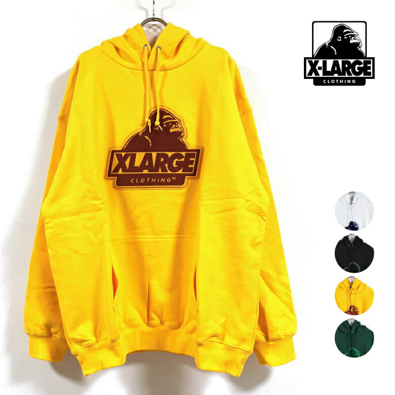 エクストララージ パーカー メンズ XLARGE エクストララージ BRUSHED EMBROIDERY OG PULLOVER HOODED SWEAT パーカー 長袖 裏毛 メンズ 【 送料無料 】 フード スウェット トレーナー ストリート系 ワーク ヒップホップ スケーター ファッション 白 黒 黄 イエロー 緑 グリーン M L XL サイズ