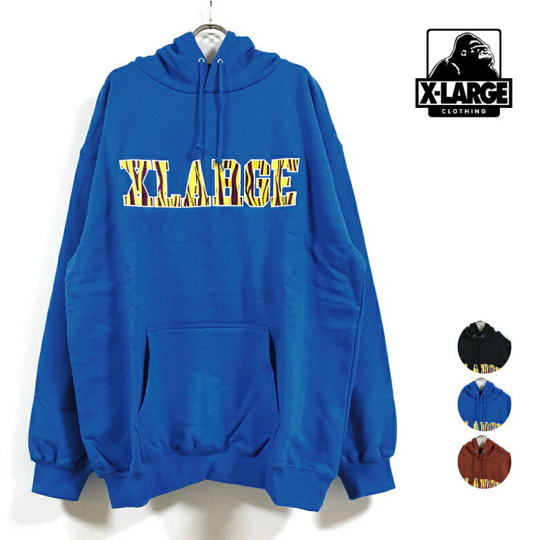 エクストララージ パーカー メンズ XLARGE エクストララージ EMBROIDERY ZEBRA LOGO HOODED SWEAT パーカー 長袖 メンズ 【 送料無料 】 ゼブラ ロゴ 刺繍 ロングスリーブ フード スウェット トレーナー ストリート系 ワーク ヒップホップ スケーター ファッション ブラック ブラウン ブルー M L XL サイズ