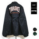 HUF ハフ × THRASHER スラッシャー コラボ SPLIT COACHES JACKET コーチ ジャケット 長袖 メンズ 【 送料無料 】 hufworldwide ロゴ プリント アウター ストリート系 スケーター ファッション 黒 ブラック 緑 グリーン M L XL USサイズ