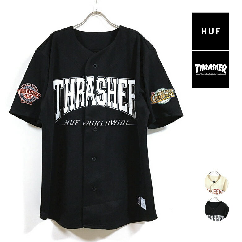 HUF nt ~ THRASHER XbV[ R{ CENTER FIELD BASEBALL JERSEY x[X{[ Vc  Y y  z hufworldwide S hJ gbvX Xg[gn X|[c XP[^[ t@bV i`  ubN M L USTCY