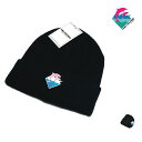 PINK DOLPHIN ピンク ドルフィン WAVES BEANIE ビーニー ユニセックス  アクリル ニットキャップ 帽子 イルカ ロゴ刺繍 ストリート系 ファッション ブランド 黒 ブラック black メンズ レディース ワンサイズ