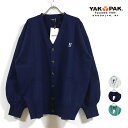 【 アウトレット 】 YAKPAK ヤックパック YAKKIE ニット カーディガン 長袖 メンズ 【 送料無料 】 ルーズシルエット 胸刺繍 ロングスリーブ インナー アウター トップス ストリート系 カジュアル ファッション 無地 アイボリー 紺 ネイビー 緑 グリーン M L サイズ