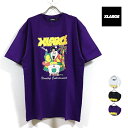 XLARGE エクストララージ NONSTOP ENTERTAINMENT 半袖 Tシャツ メンズ  クルーネック プリント 刺繍 トップス ストリート系 ヒップホップ スケーター hiphop skater ファッション 白 ホワイト 黒 ブラック 紫 パープル M L XL サイズ