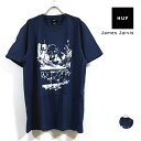 HUF ハフ × JAMES JARVIS ジェームス ジャービス コラボ BANKS 半袖 Tシャツ メンズ 【 送料無料 】 hufworldwide プリント ショートスリーブ トップス ストリート系 ファッション スケーター スケートボード ブランド 紺 ネイビー M L XL USサイズ