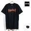 THRASHER スラッシャー FLAME HALFTONE 半袖 Tシャツ メンズ 【 送料無料 】 クルーネック ロゴ プリント ショートスリーブ トップス tee ストリート系 スケーター ファッション アパレル 黒 ブラック black M L USサイズ