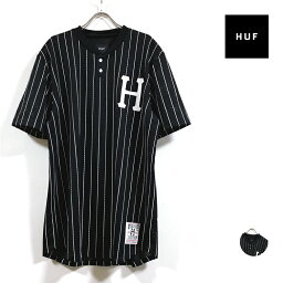 HUF ハフ BRONX HNLEY ヘンリーネック メッシュ ベースボール シャツ 半袖 メンズ 【 送料無料 】 hufworldwide シアー Tシャツ ストリート系 スケーター ファッション 黒 ブラック M L USサイズ