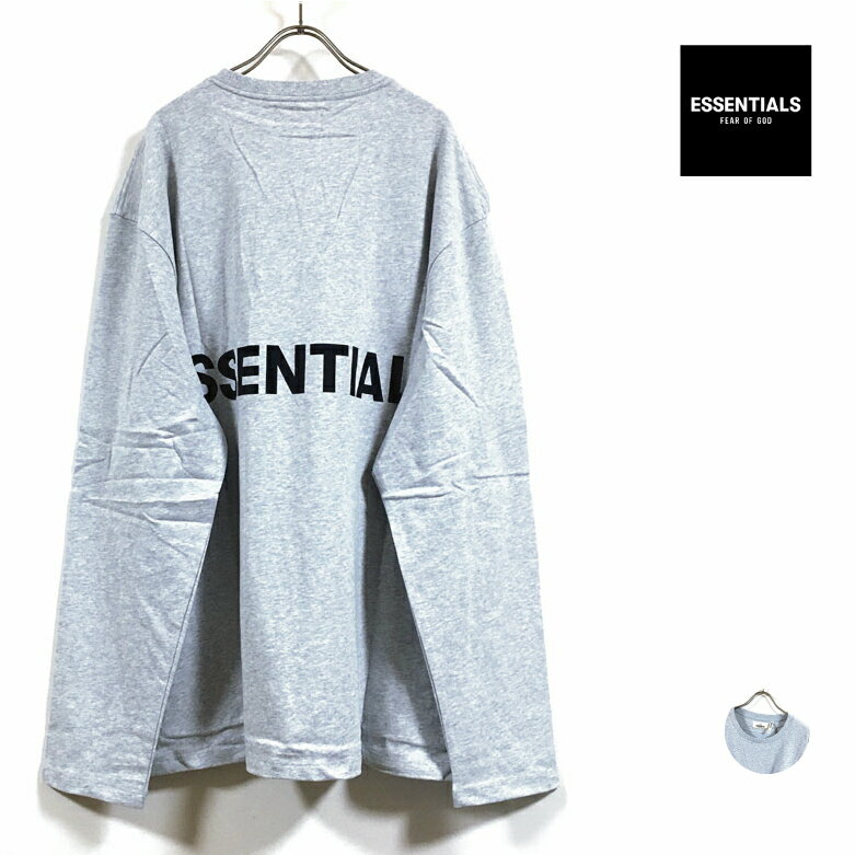 FOG ESSENTIALS エフオージー エッセンシャルズ BOXY LOGO LONG SLEEVE T-SHIRT 長袖 Tシャツ メンズ 【 送料無料 】 クルー バック プリント ビッグシルエット ロンT ラグジュアリー ハイストリート ファッション グレー M L XL オーバーサイズ