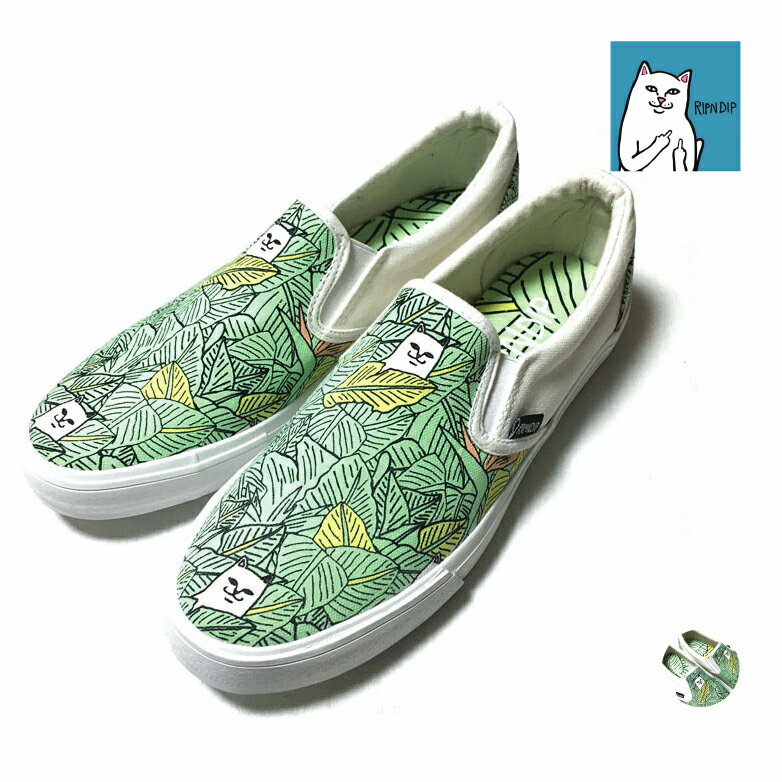 楽天SLABRIP N DIP リップンディップ Nermal Leaf Slip On Shoes スリッポン シューズ メンズ 【 送料無料 】 ripndip 猫 ネコ cat ストリート系 スケーター ファッション 靴 スニーカー スケートボード ブランド マルチカラー 総柄 27 28cm