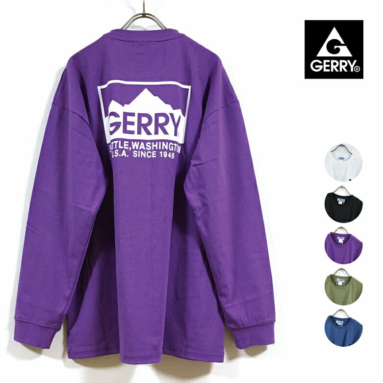 GERRY ジェリー ボックスロゴ ビッグシルエット 長袖 Tシャツ メンズ 【 送料無料 】 クルーネック ドロップショルダー トップス ロンT ビッグT ストリート系 ワーク アウトドア キャンプ ファッション M L XL オーバーサイズ