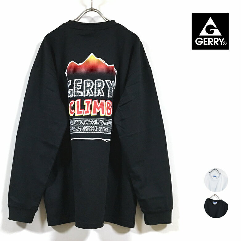 GERRY ジェリー MT 手書き風 ロゴ ビッグシルエット 長袖 Tシャツ メンズ 【 送料無料 】 クルー トップス ロンT ストリート系 ワーク アウトドア キャンプ ファッション ホワイト ブラック M L XL オーバーサイズ