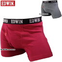 EDWIN エドウィン メンズ ボクサーパンツ 2024 SS ド定番 綿50%ポリエステル50% 前開き ライトグレー＆レッド 8314-3505