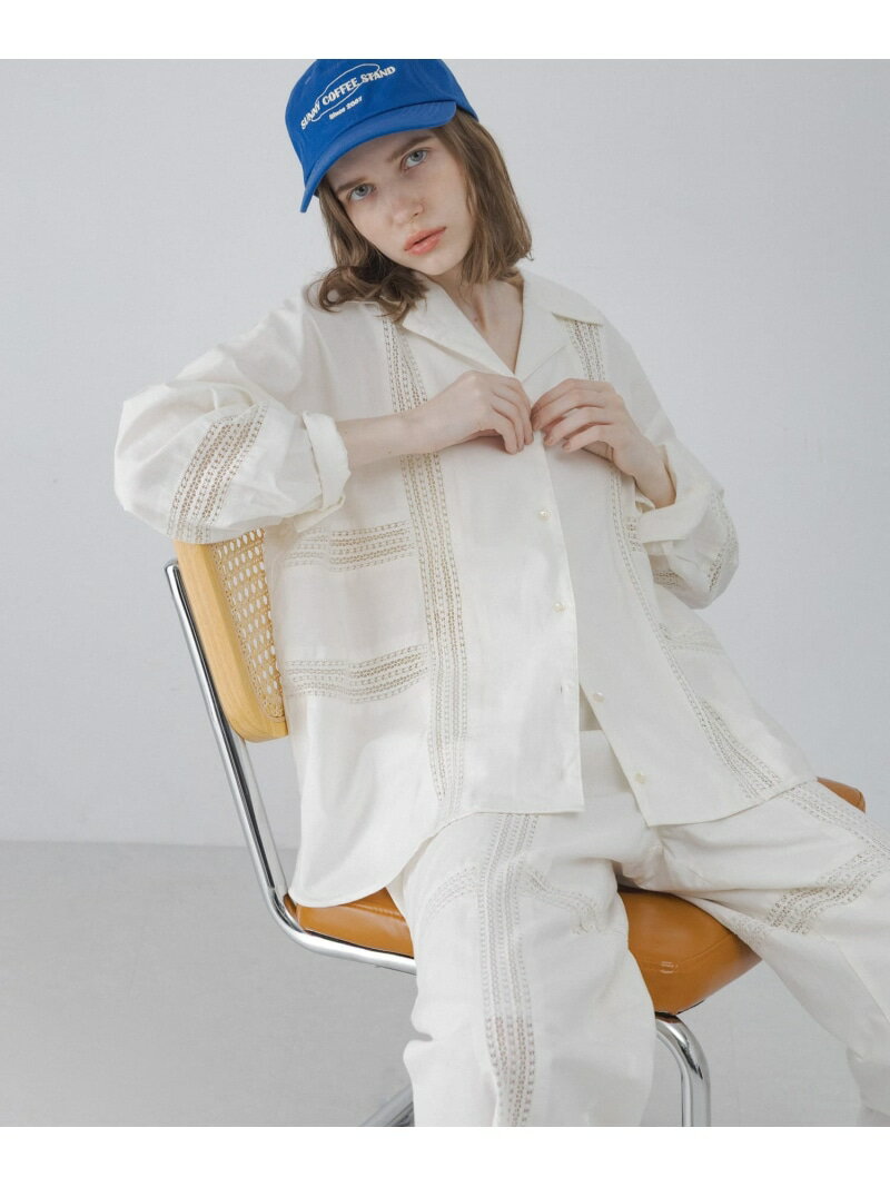 乐天商城 - ブロッキングレースコットンシャツジャケット Sonny Label サニーレーベル ジャケット・アウター その他のジャケット・アウター ブラック ホワイト【送料無料】[Rakuten Fashion]