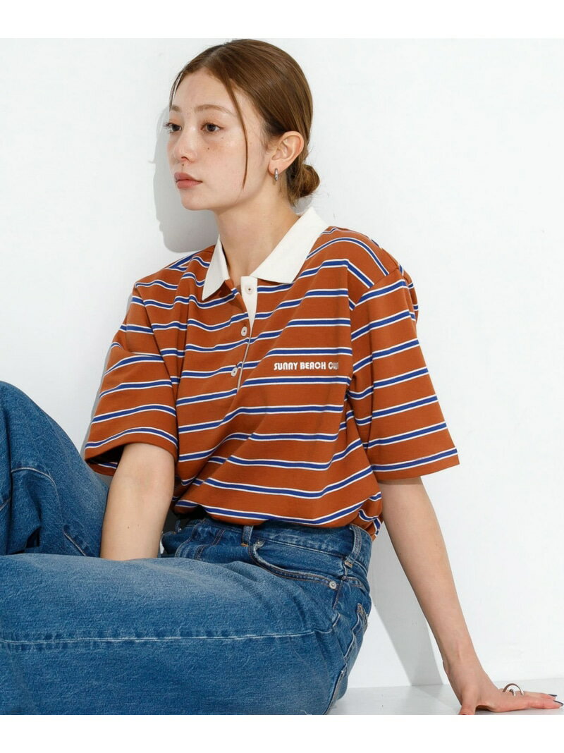 【SALE/40%OFF】メッセージボーダーポロシャツ Sonny Label サニーレーベル トップス ポロシャツ ブラウン ホワイト グレー【RBA_E】【...