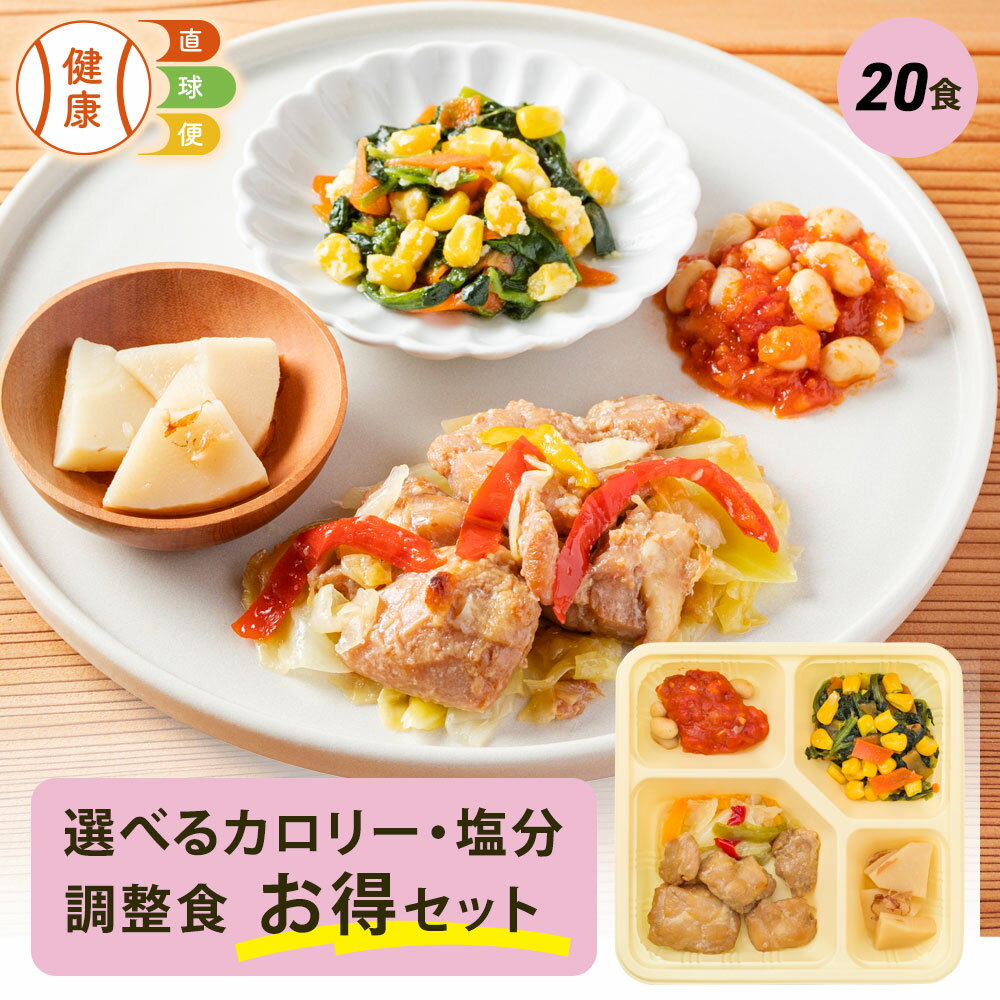 選べる カロリー・塩分調整食20食セット 20食分 20食 冷凍弁当 宅配弁当 宅配 冷凍 弁当 食品 弁当 減塩 レンジ調理 時短 低カロリー 惣菜 カロリー 塩分 高齢者 健康 食事 詰め合わせ 制限食 食事制限 栄養食 時短調理 自宅療養 健康直球便 国内製造 健康 おすすめ 簡単調理