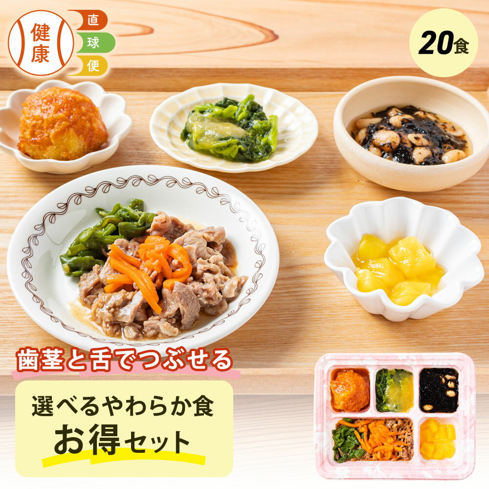 選べる やわらか食20食セット 20食分 20食 柔らかい お得 歯茎と舌で潰せる 舌でつぶせる 宅配弁当 冷凍弁当 介護食 お買い得 レンジ調理 国内製造 管理栄養士 監修 弁当 凍結含浸法 高齢者 自宅療養 健康直球便 冷凍 惣菜 おかず 詰め合わせ セット