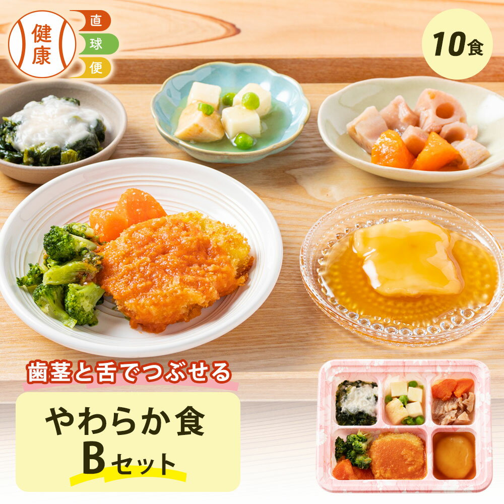 【12/1限定P5倍】 やわらか食Bセット 10食分 10食 柔らかい 歯茎と舌で潰せる 舌でつぶせる 宅配弁当 冷凍弁当 冷凍 惣菜 おかず 詰め合わせ 介護食 国内製造 管理栄養士 監修 弁当 やわらか 献立 自宅療養 高齢者 自宅療養 健康直球便 栄養食 時短調理 レンチン