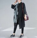大人 カジュアル シンプル きれいめ 大人可愛い 大人スタイル 爽やか 長袖 ゆったり 個性的 柄入り 袖あり ロング丈(4)