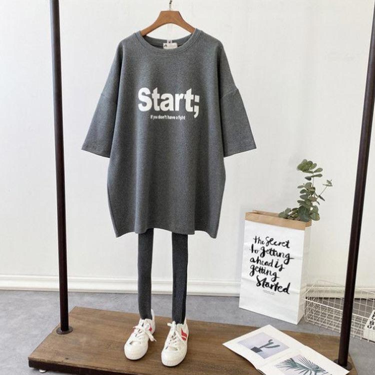 授乳服 Tシャツ 半袖 おしゃれ ロゴT クルーネック インナー ロゴTシャツ トップス 授乳しやすい 安心 便利 ティーシャツ チュニック 丸首 授乳服 ロング丈 出産準備 マタニティ カットソー 妊婦服 洗濯可 送料無料