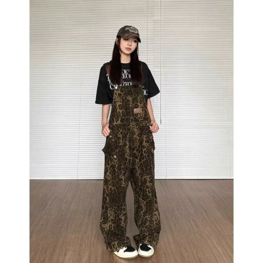 オーバーオール ワイドパンツ ロングパンツ レオパード カジュアル 春 冬 秋 つなぎ 作業服 ヒョウ柄 サロペット 大きいサイズ オーバーオール ワイドパンツ ロングパンツ レオパード カジュアル 春 冬 秋 つなぎ 作業服 ヒョウ柄 サロペット 大きいサイズ