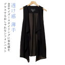 シフォンベスト シフォンカーディガン レディース サマーカーディガン ノースリーブ カーディガン 透け感 ドレープ 薄手 切り替え 袖なし 着やせ 薄手 春夏 体型カバー 黒 ブラック 重ね着 レイヤード 大人 女性 上品 大きいサイズ ギフト プレゼント(4)