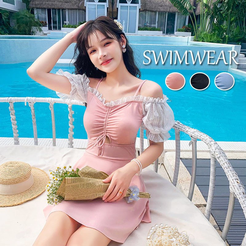 レディース 水着 ワンピース スリング 半袖 可愛い レース セクシー オシャレ 女性 スイムウェア 夏休み 海水浴 プール 温泉 体型カバー 20代 30代 40代 バレンタイン 2023 プレゼント