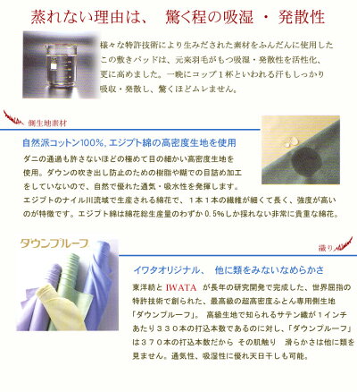 京都イワタ羽毛敷きパッド(ダウンパッド)シングルサイズ岩田