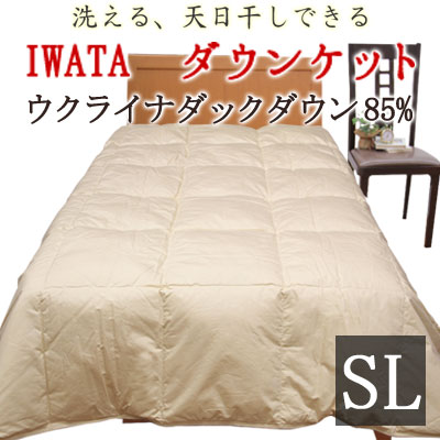 イワタ 洗える ダウンケット シングルロング 150×210cm ウクライナダックダウン85％ 岩田 IWATA 寝具 肌掛け布団 肌布団 掛け布団 羽毛掛け布団 羽毛布団 羽毛肌掛け 夏用掛け布団 夏 秋 春 DE-KS87-222