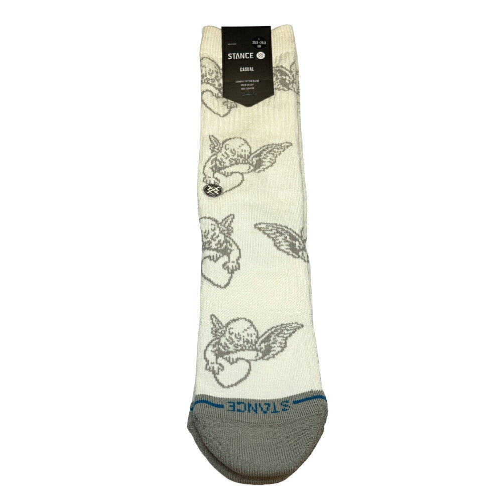 STANCE スタンス CHERUB CREW A556A26CHE#CVS クルーソックス メンズ 靴下 Lサイズ 25.5?29cm ホワイト系その他 ケルブ 天使 総柄 コームドコットンブレンド