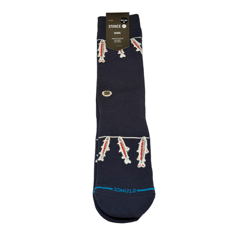 Rakuten - STANCE スタンス GONE FISHIN CREW A556D25GON#NVY クルーソックス 靴下 UNISEX Lサイズ NAVY ネイビー 魚モチーフ コームドコットンブレンド