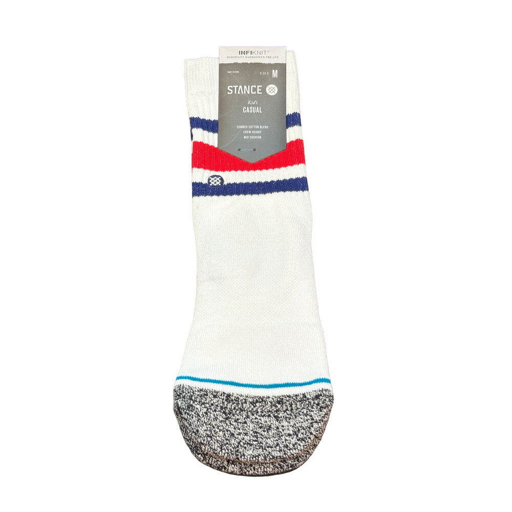 Rakuten - STANCE スタンス BOYD ST KIDS K526A20BS キッズ クルーソックス 靴下 YMサイズ 16.5-19.5cm Black White Blue 子供用 コームドコットンブレンド インフィニット 耐久性