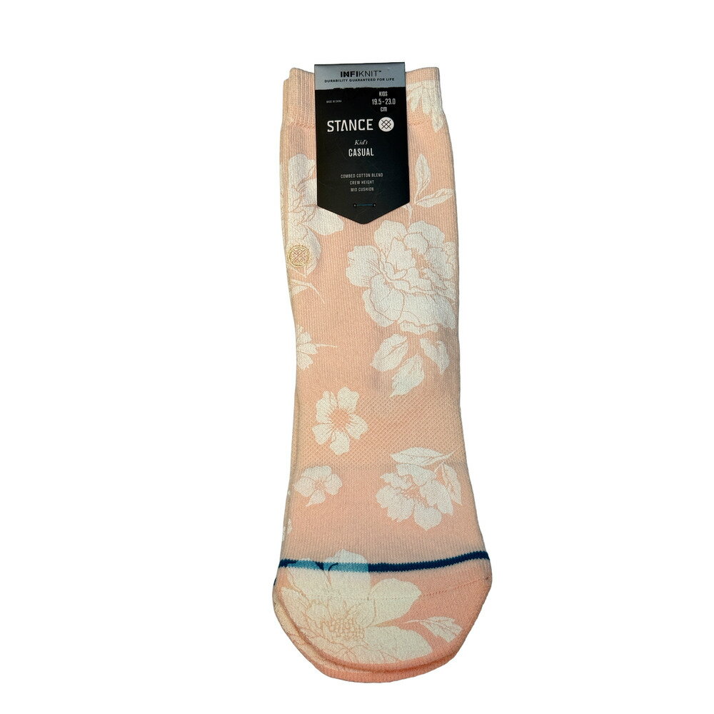 Rakuten - STANCE スタンス DEFINITIVE KIDS K555A22DEF キッズ ソックス 靴下 クルーソックス Pink Floral ピンク YL 19.5-23.0cm ミッドクッション