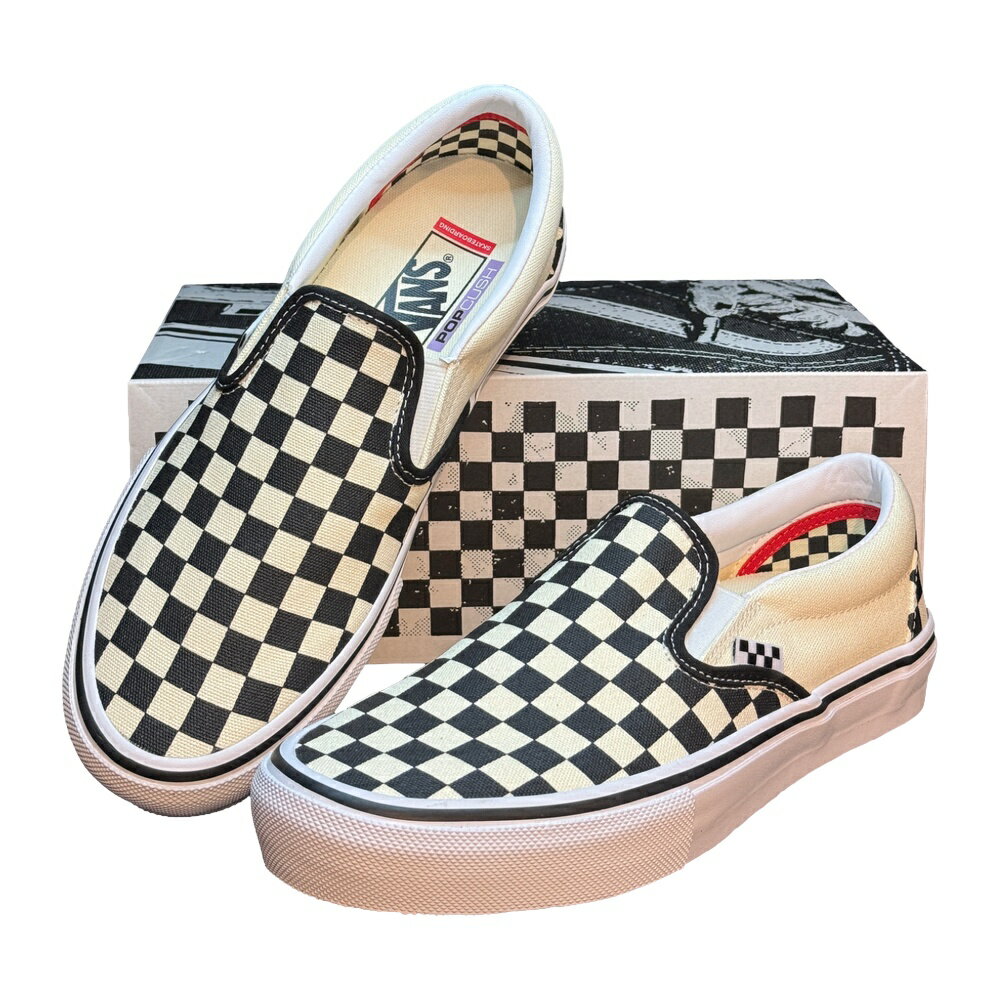 VANS Skate Slip-On (Checkerboard) Black/Off スケートシューズ