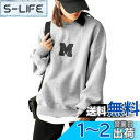 トレーナー レディース パーカー ロゴ スウェット プルオーバー 長袖 カットソー トップス 薄手 Tシャツ 無地 クルーネック 刺繍 長袖tシャツ ゆったり 体型カバー 普段着 韓国 通勤 春 秋 冬 色:グレー、サイズ:L